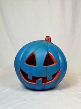 Vintage 90s Trendmasters Blue Foam Pumpkin Jack-O-Lantern Halloween Decor